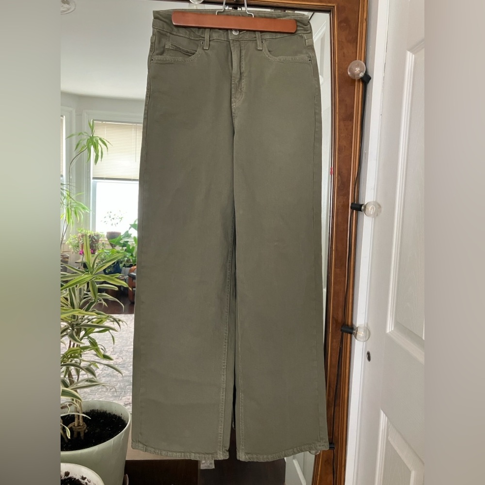 Old Navy Olive Green Wide Leg Jeans